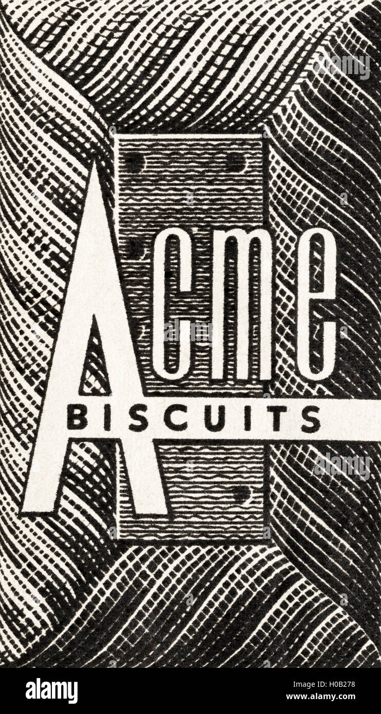 Werbung Werbung Acme Kekse original alten Vintage Anzeige aus englischsprachiges Magazin in Indien veröffentlicht datiert 1945 Stockfoto