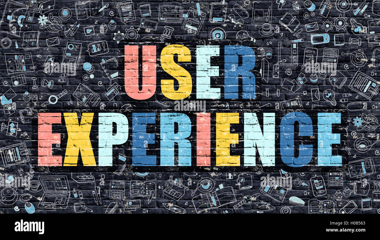 User Experience auf dunkle Mauer. Stockfoto