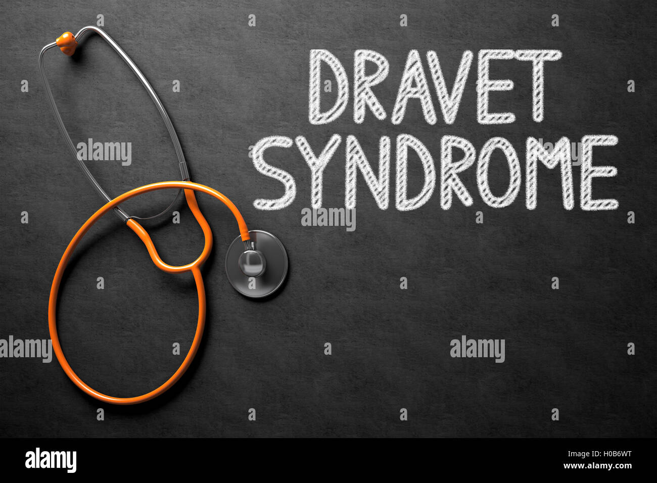 Dravet-Syndrom an Tafel. 3D Illustration. Stockfoto