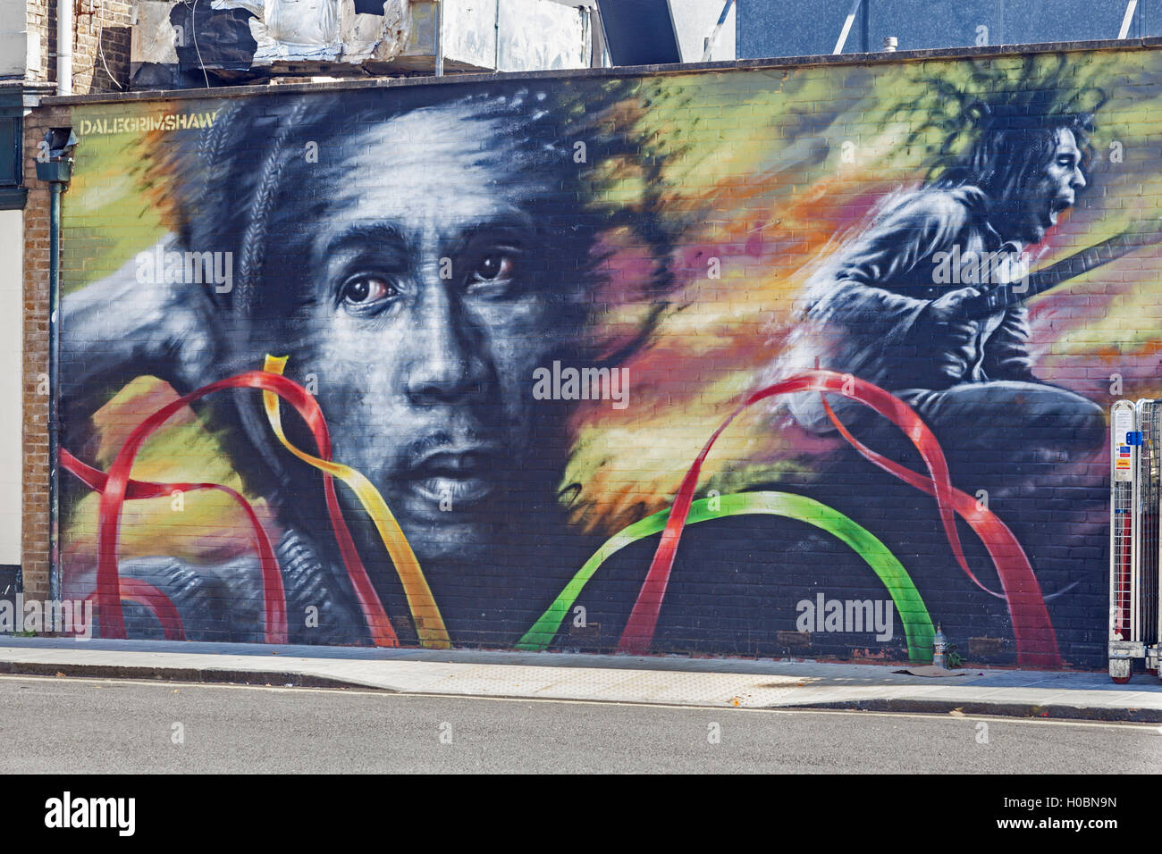 London, Lewisham A Wandbild von Reggaekünstler Bob Marley auf einer Wand in Brockley Stockfoto