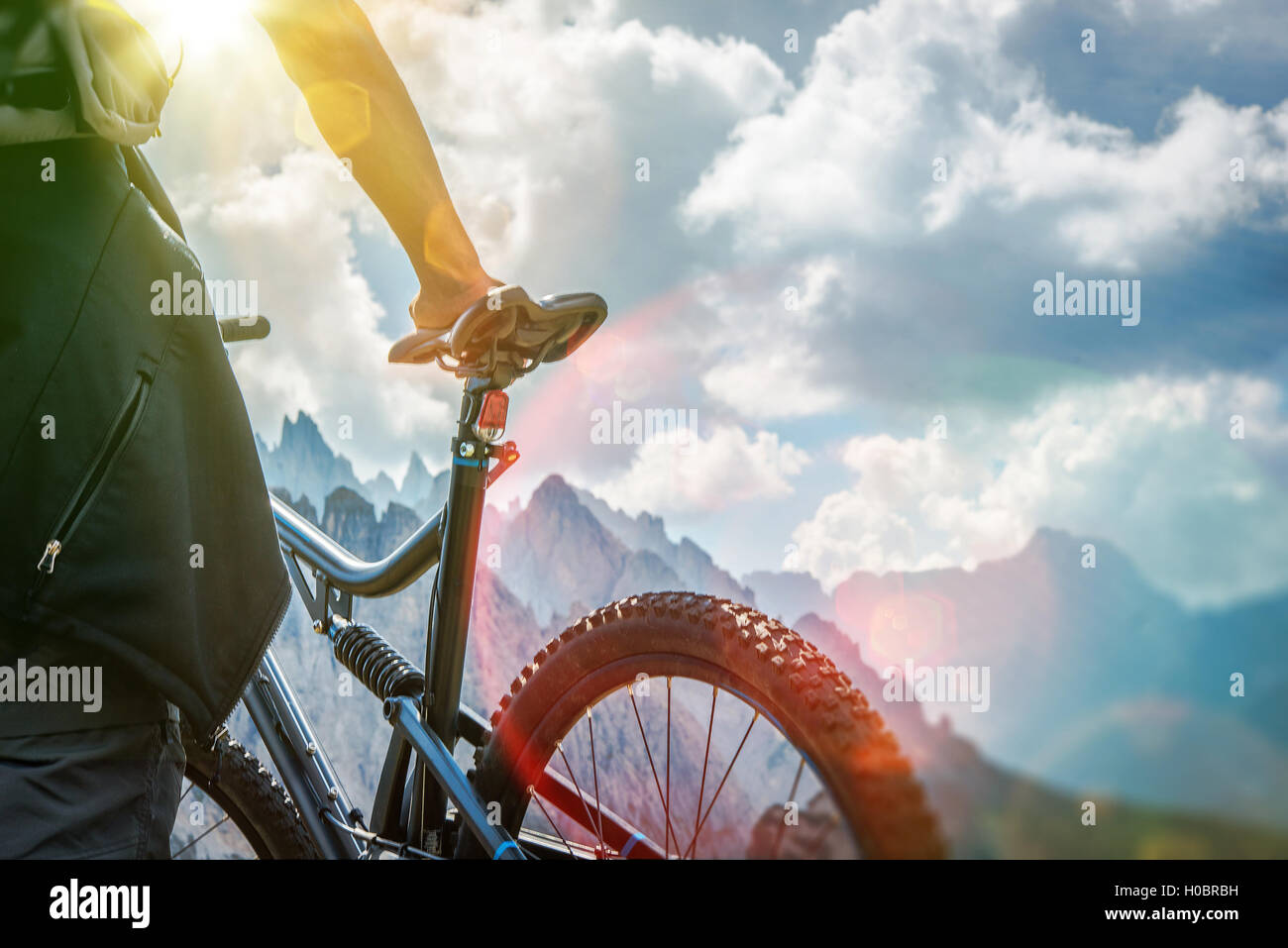 Mountain-Bike-Konzept. Fahrrad Closeup Foto. Stockfoto