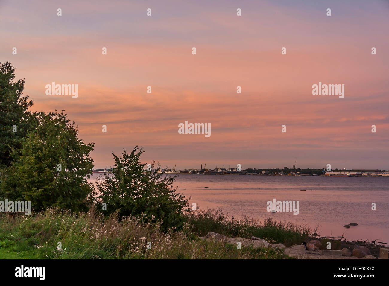 Herbst-Bay Sunset Stockfoto