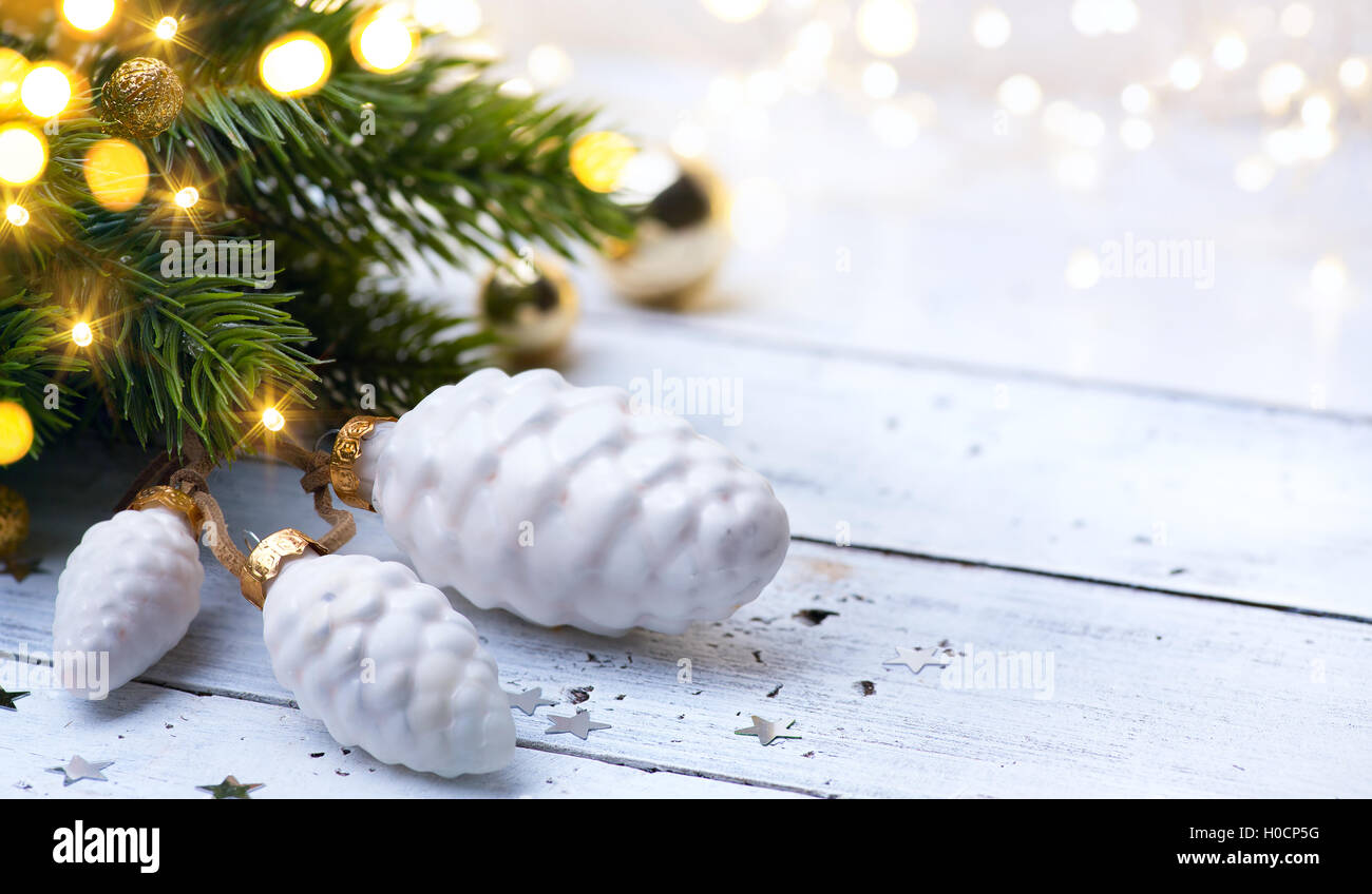 Kunst Weihnachten Hintergrund; Weihnachtsbaum-Licht Stockfoto
