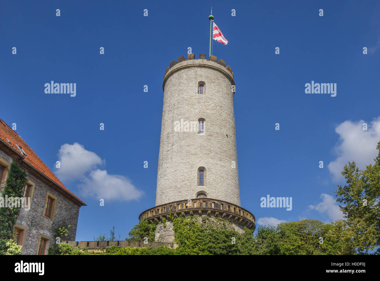 Turm der Burg Sparrenburg in Bielefeld, Deutschland Stockfoto