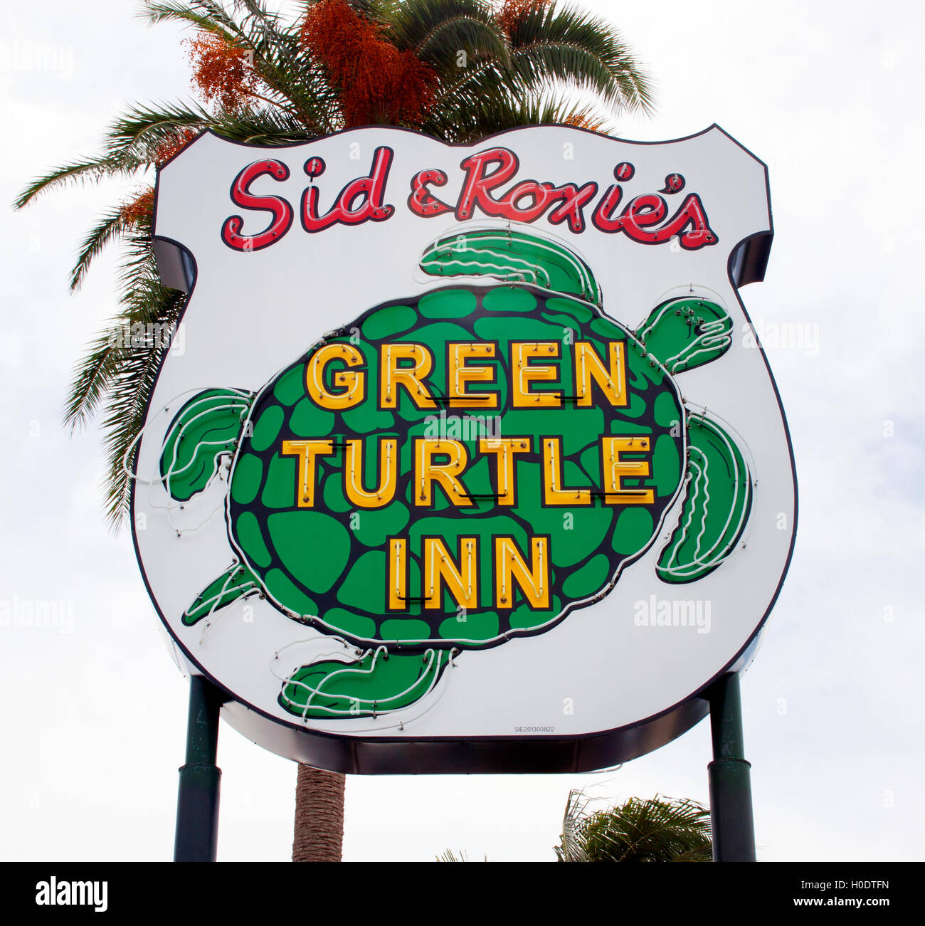 Green Turtle Inn Zeichen in Islamorada Florida Stockfoto
