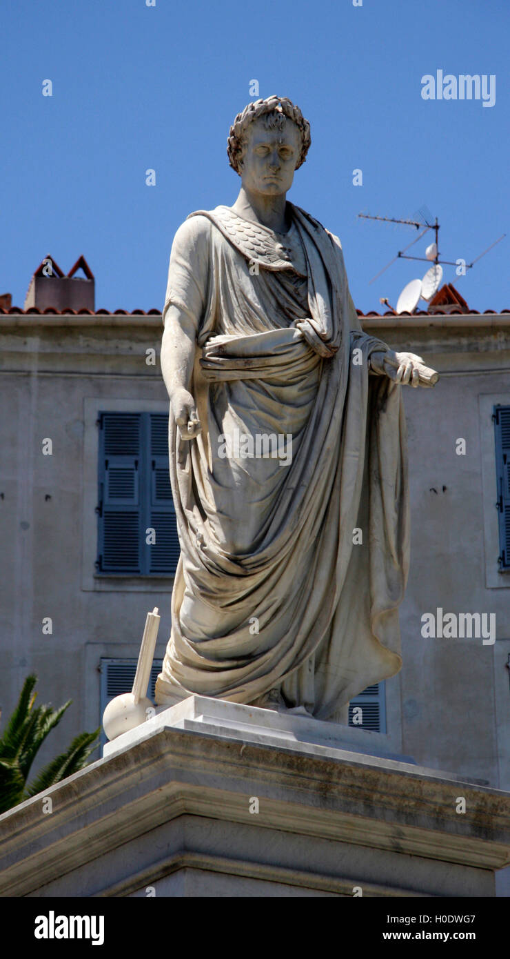 Napoleon Bonaparte - Statue, Ajaccio, Korskia, Frankreich. Stockfoto