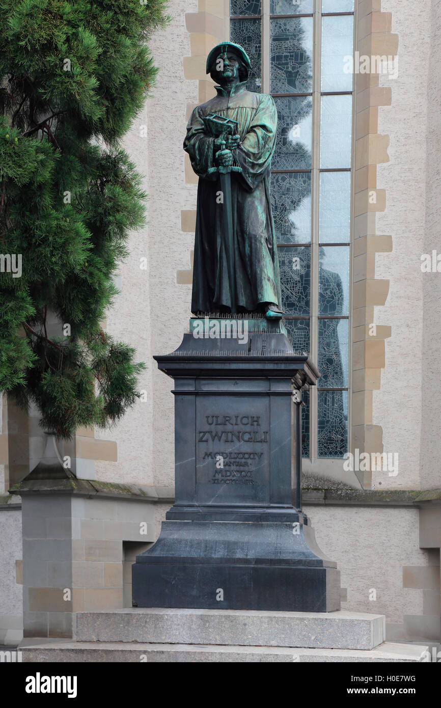 Zürich Schweiz Ulrich Zwingli Stockfoto