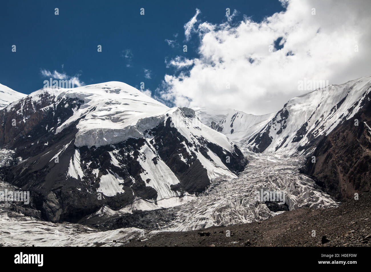 Große Gletscher in der Nähe der Peak Lenin im Pamir-region Stockfoto