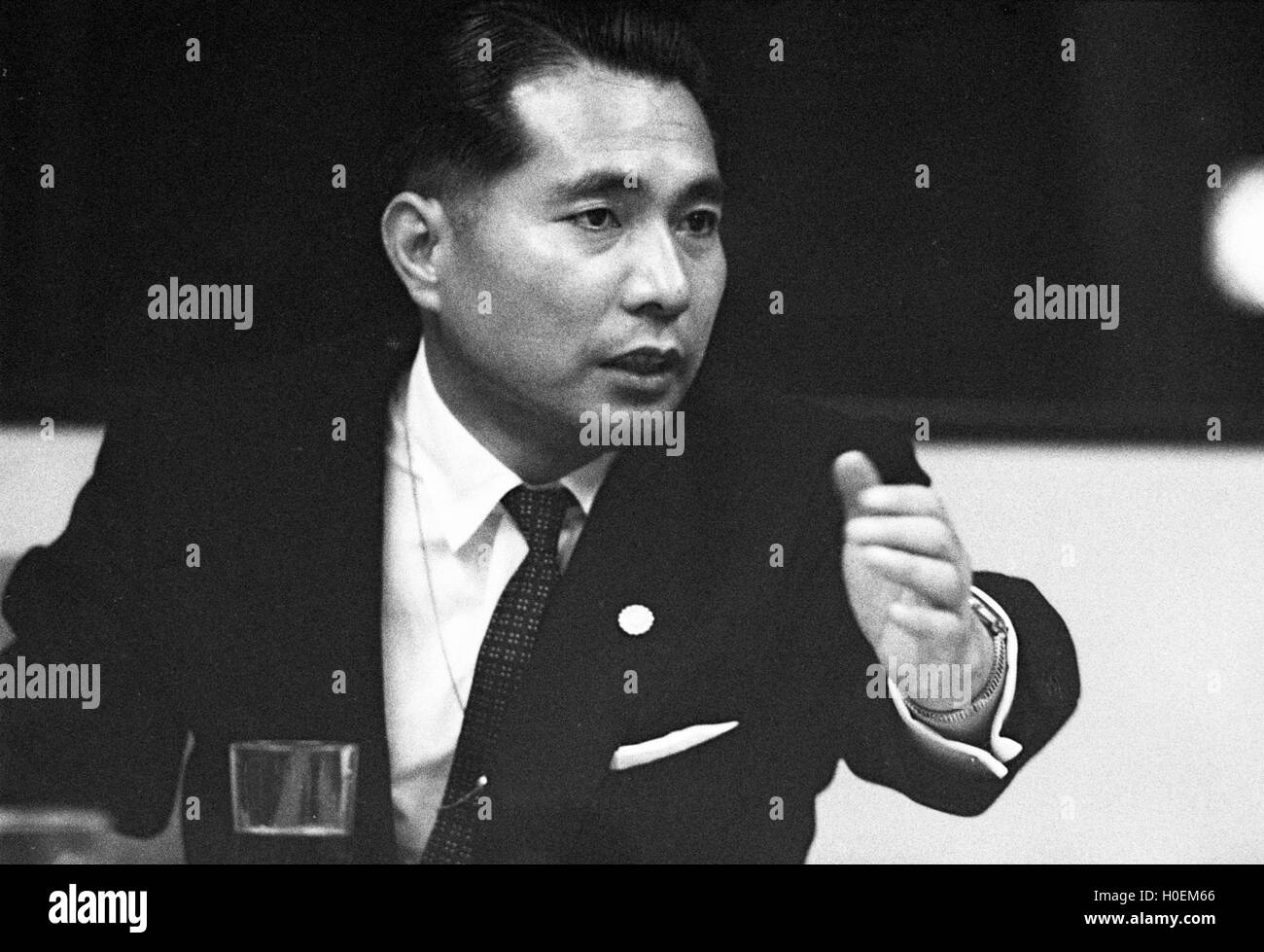 Daisaku Ikeda, ehemaliger Präsident der Soka Gakkai, die umstrittene neue religiöse Bewegung. Dieses Foto wurde im Juli 1963 aufgenommen. Stockfoto