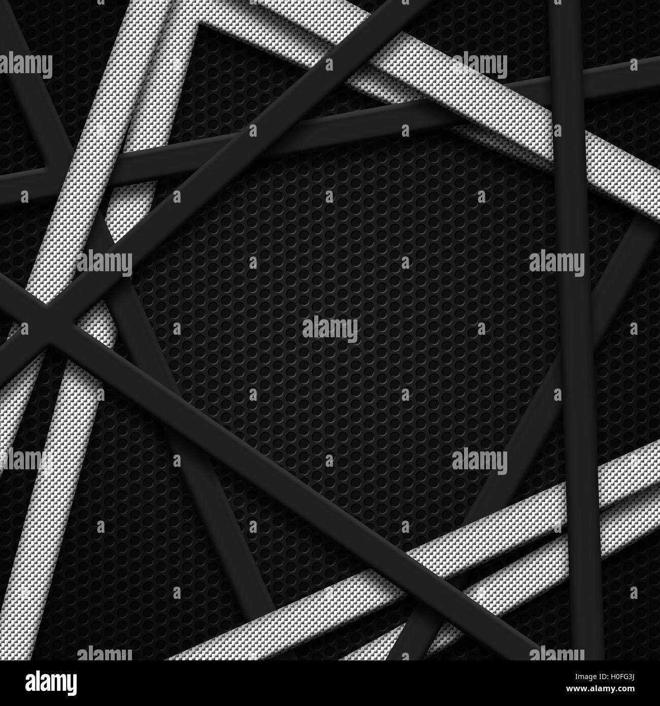8 einstellen. grau-weißer Rahmen auf schwarzem Kohlefaser. Metall Hintergrund und Textur. 3D Illustration. Stockfoto