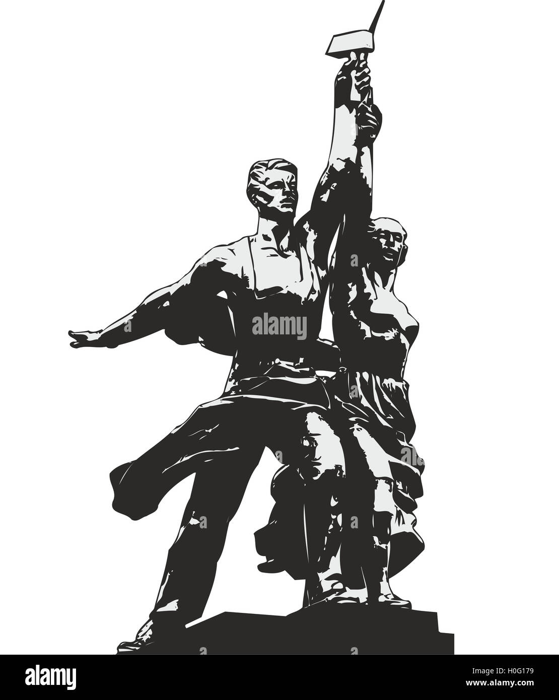 Arbeiter und Kolchos Frau-Denkmal in Moskau, Russland. Vektor-Illustration. Stockfoto
