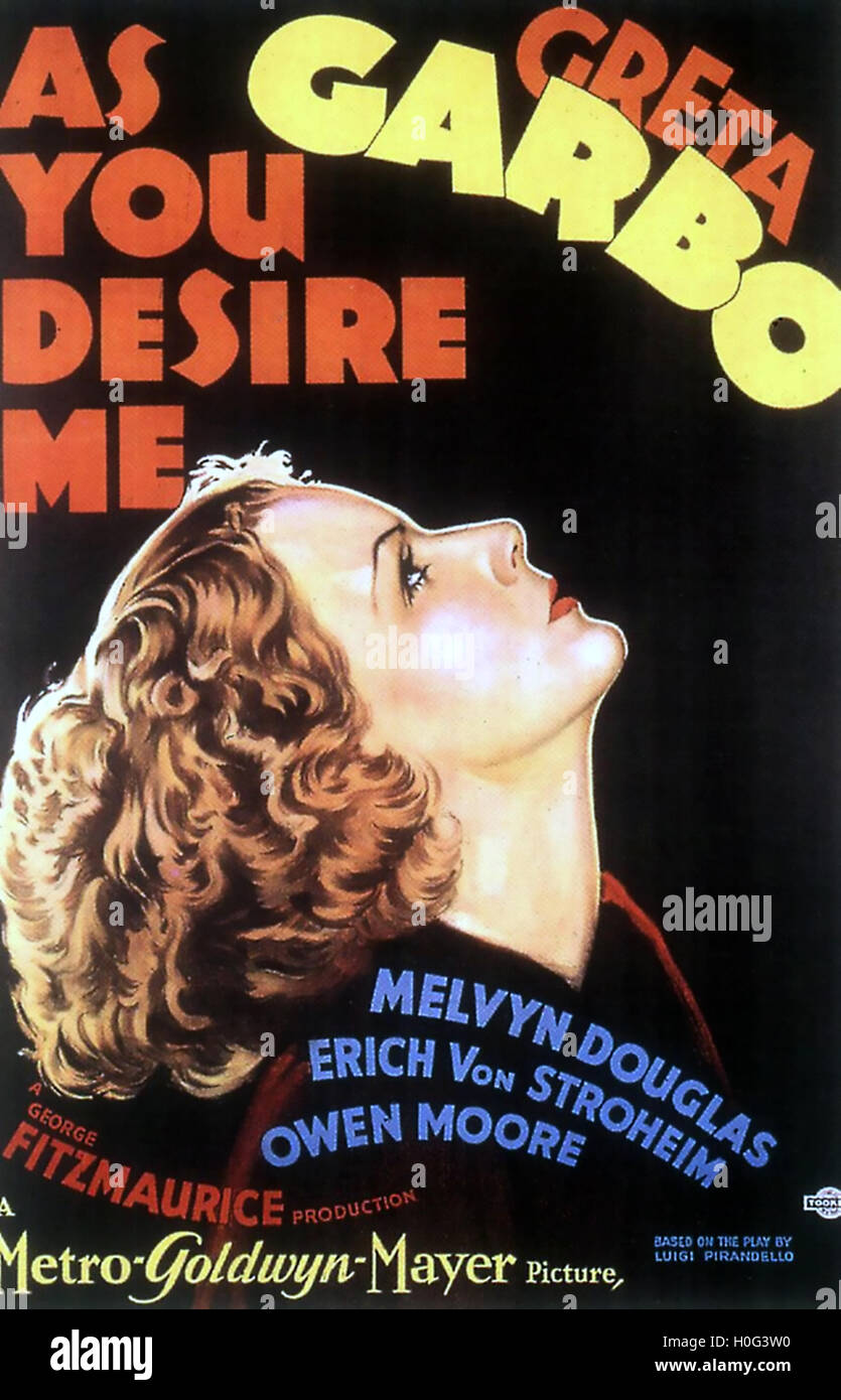 WIE SIE Lust mir 1932 MGM film mit Greta Garbo Stockfoto