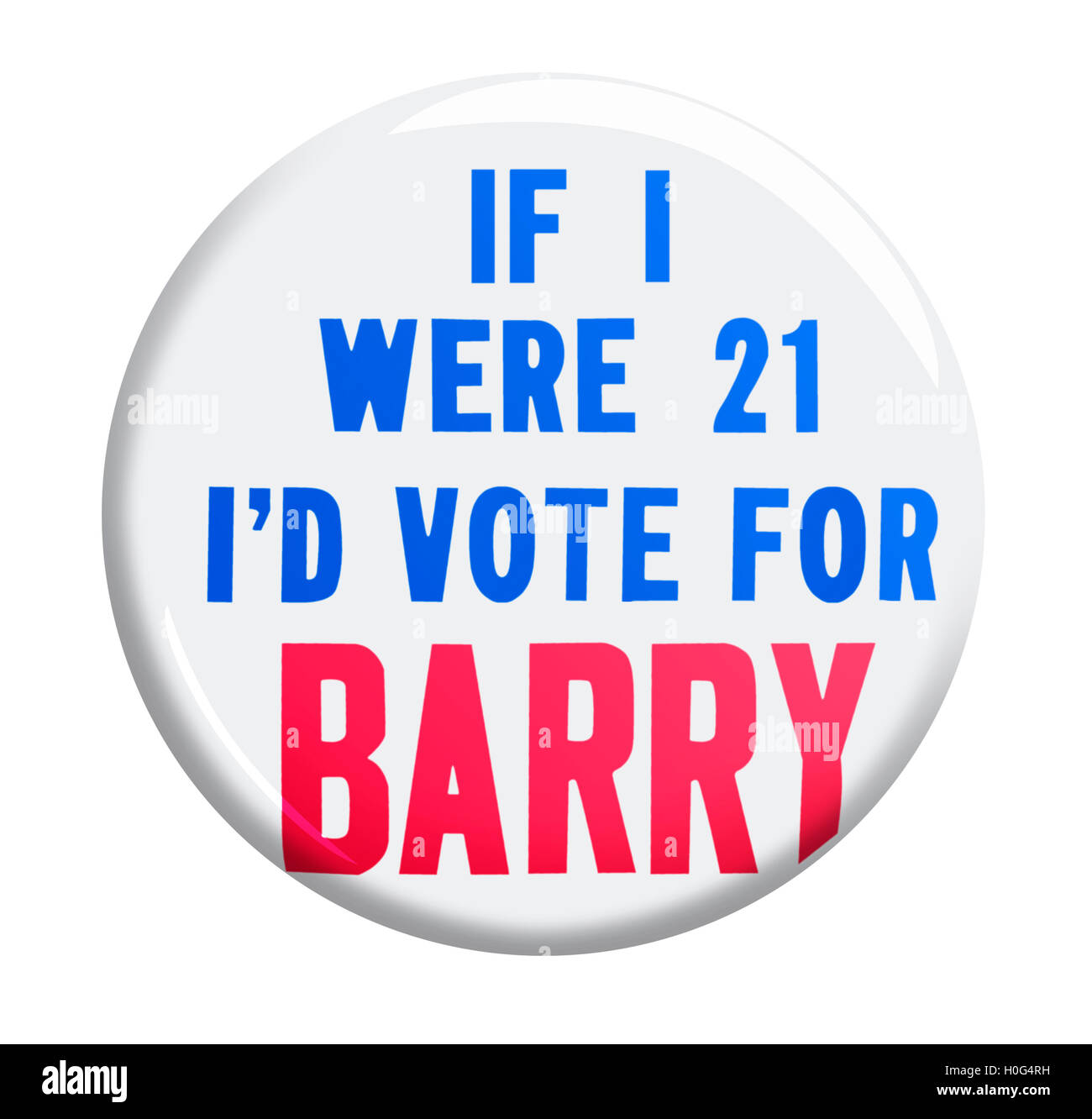 1964-Kampagne würde ich 21 würde ich für Barry Goldwater Schaltfläche stimmen. Stockfoto