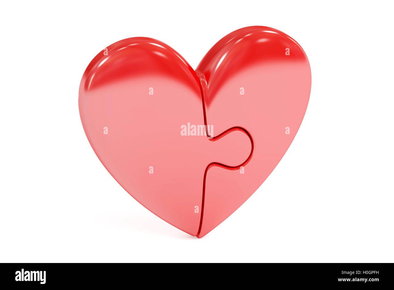 Puzzle Herzen, 3D-Rendering isolierten auf weißen Hintergrund Stockfoto
