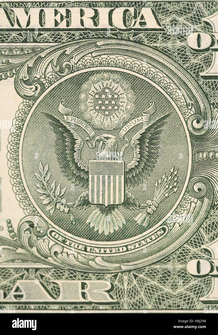 Dollar Eagle Banknote hautnah. Stockfoto
