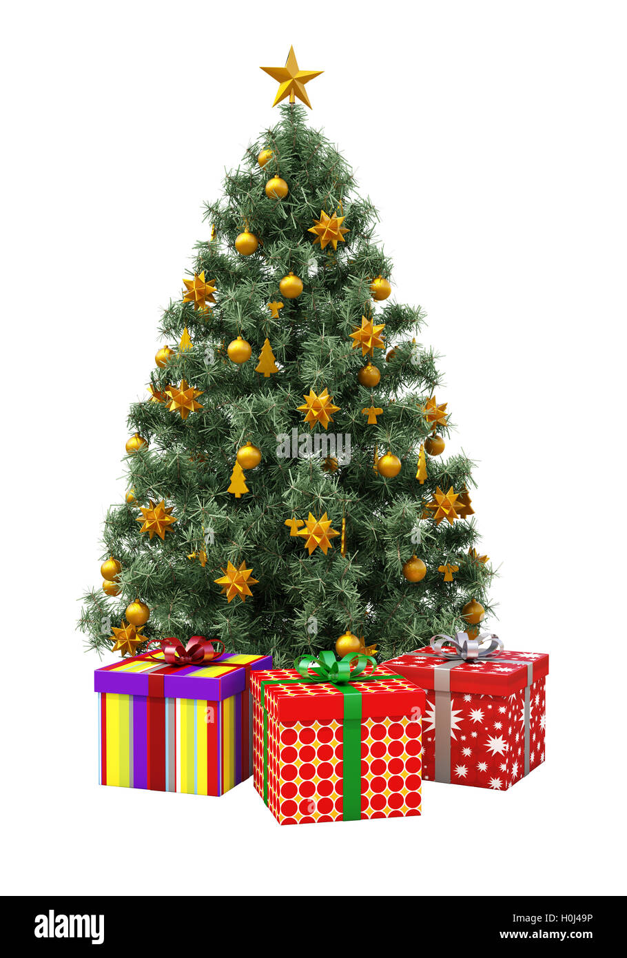 Weihnachtsbaum, isoliert Stockfoto