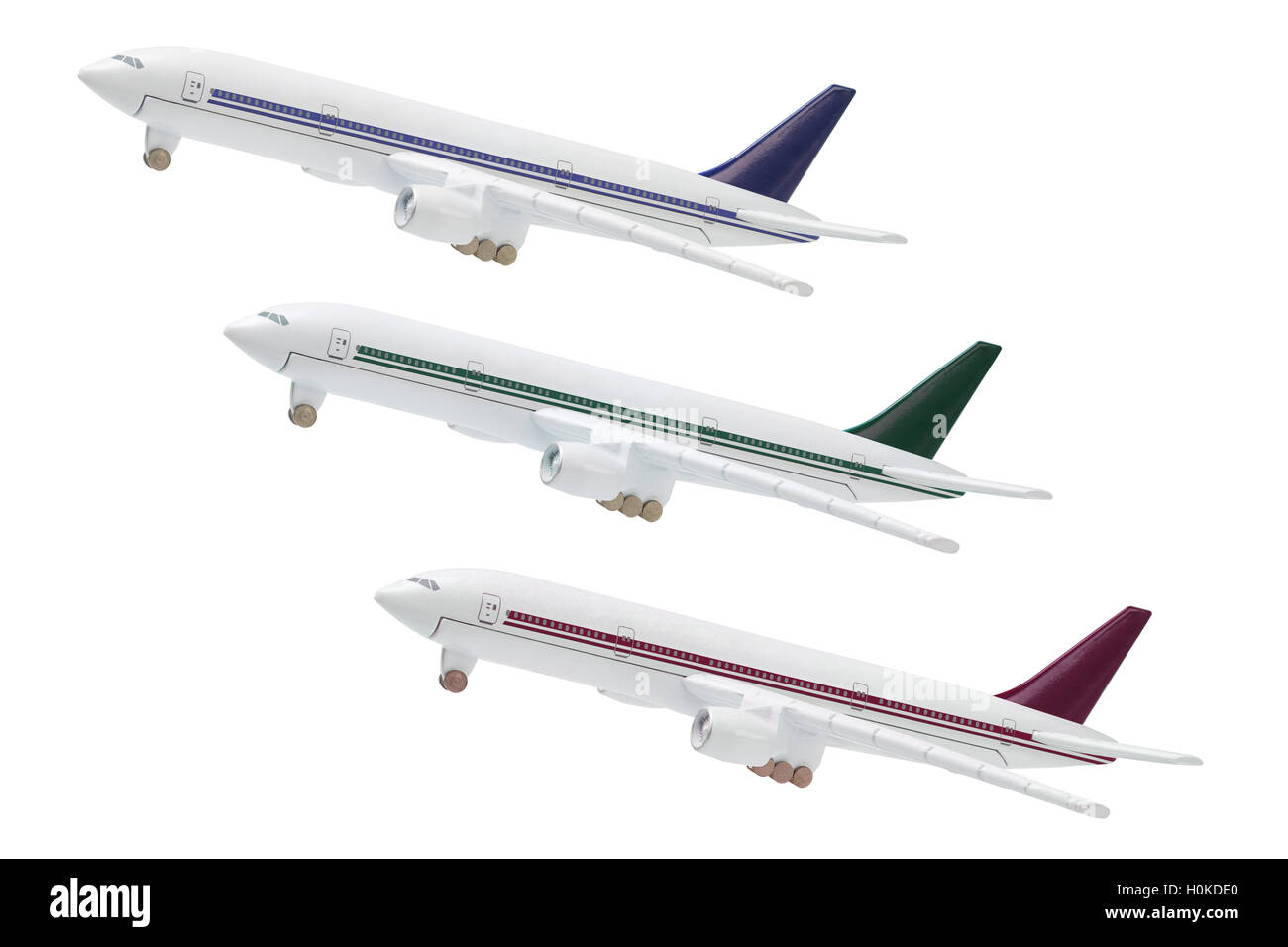 Miniatue Modell der kommerzielle Jetliner auf weißem Hintergrund Stockfoto
