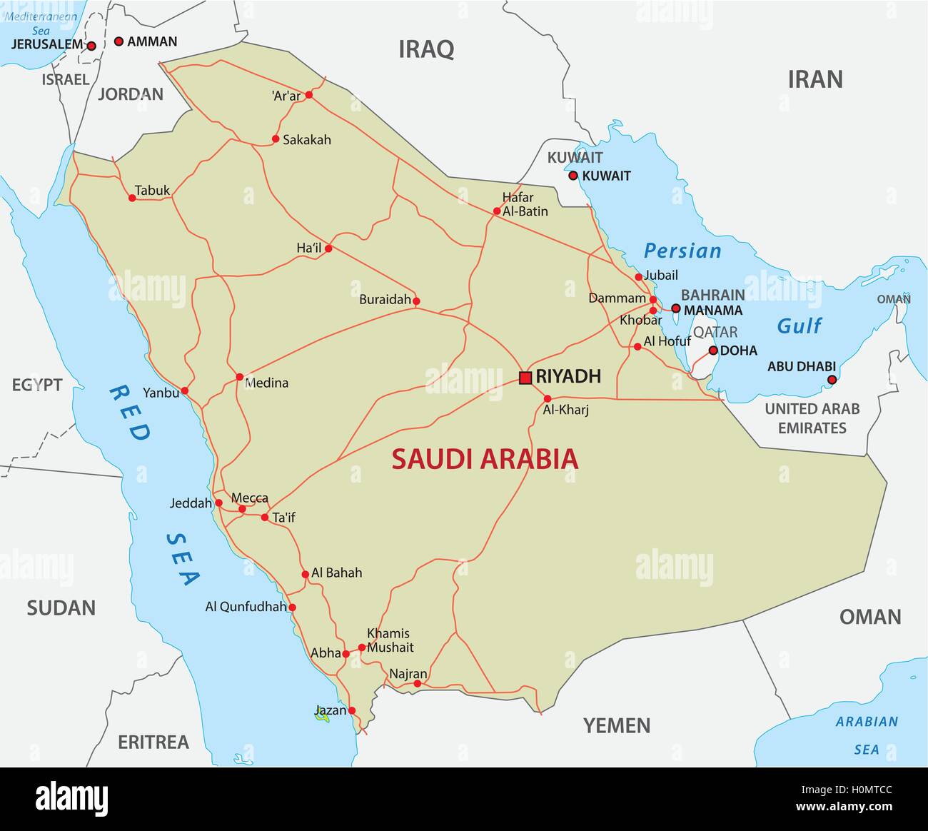 Saudi Arabien-Fahrplan Stock Vektor