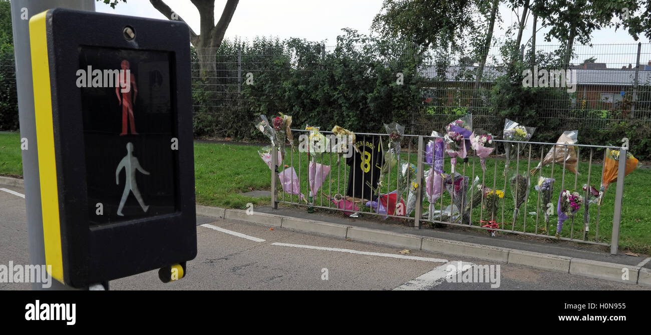 Unfall an einer Pelican Crossing, Howley, Warrington, Cheshire, England UK Stockfoto