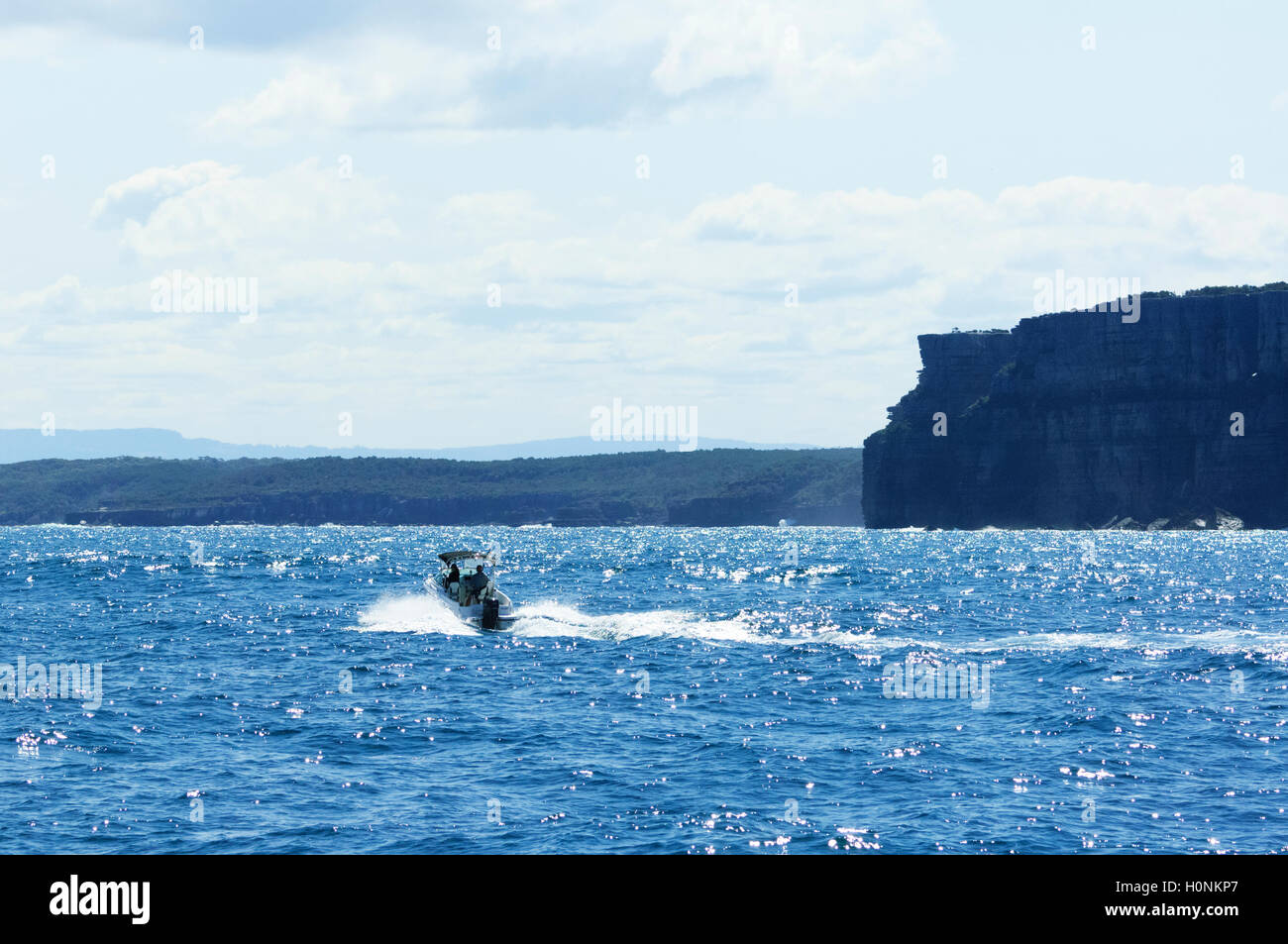 Speed Boot segeln über malerische Jervis Bay, New South Wales, NSW, Australien Stockfoto