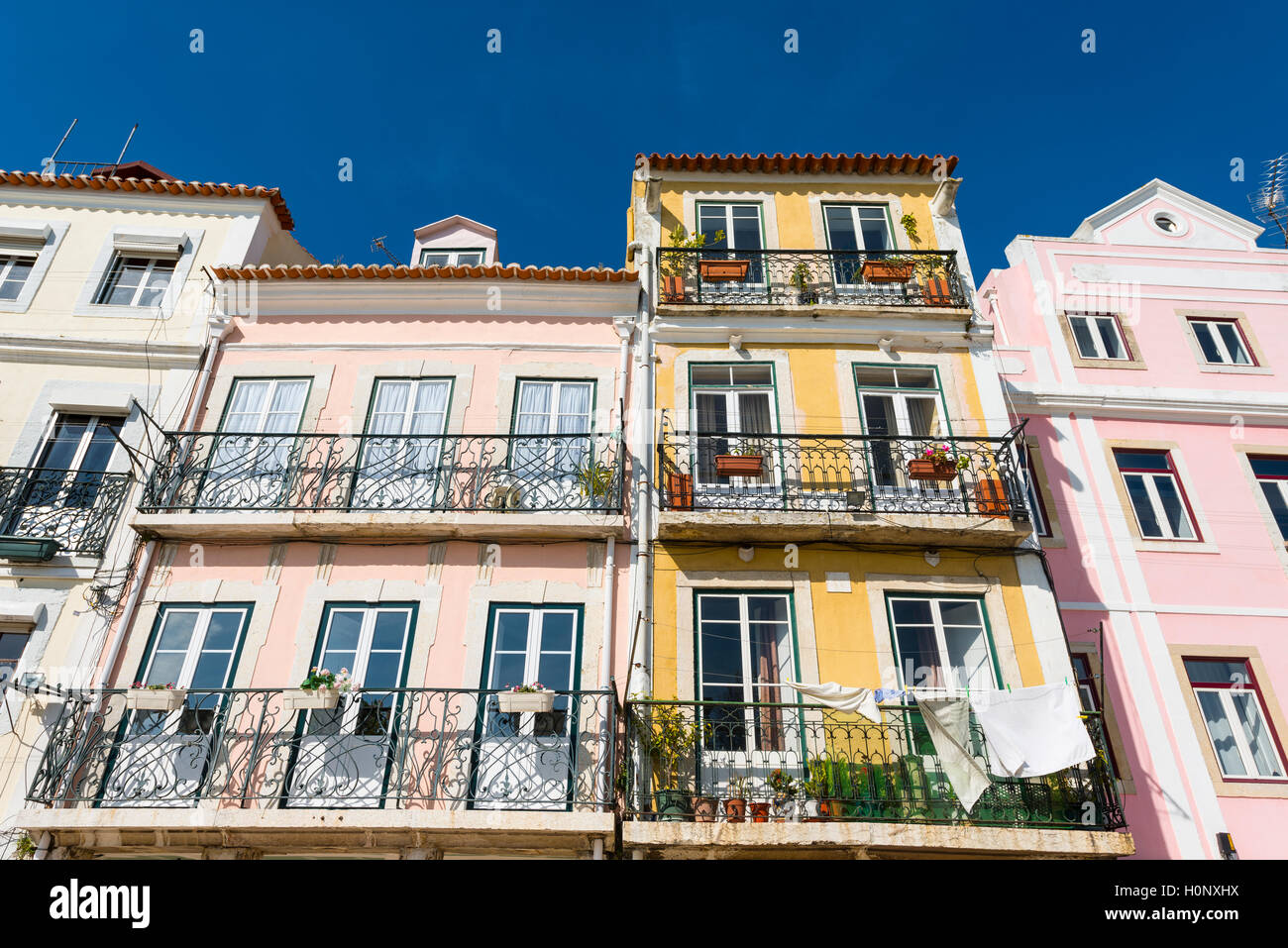 Bunte Häuser, Belém, Lissabon, Portugal Stockfoto