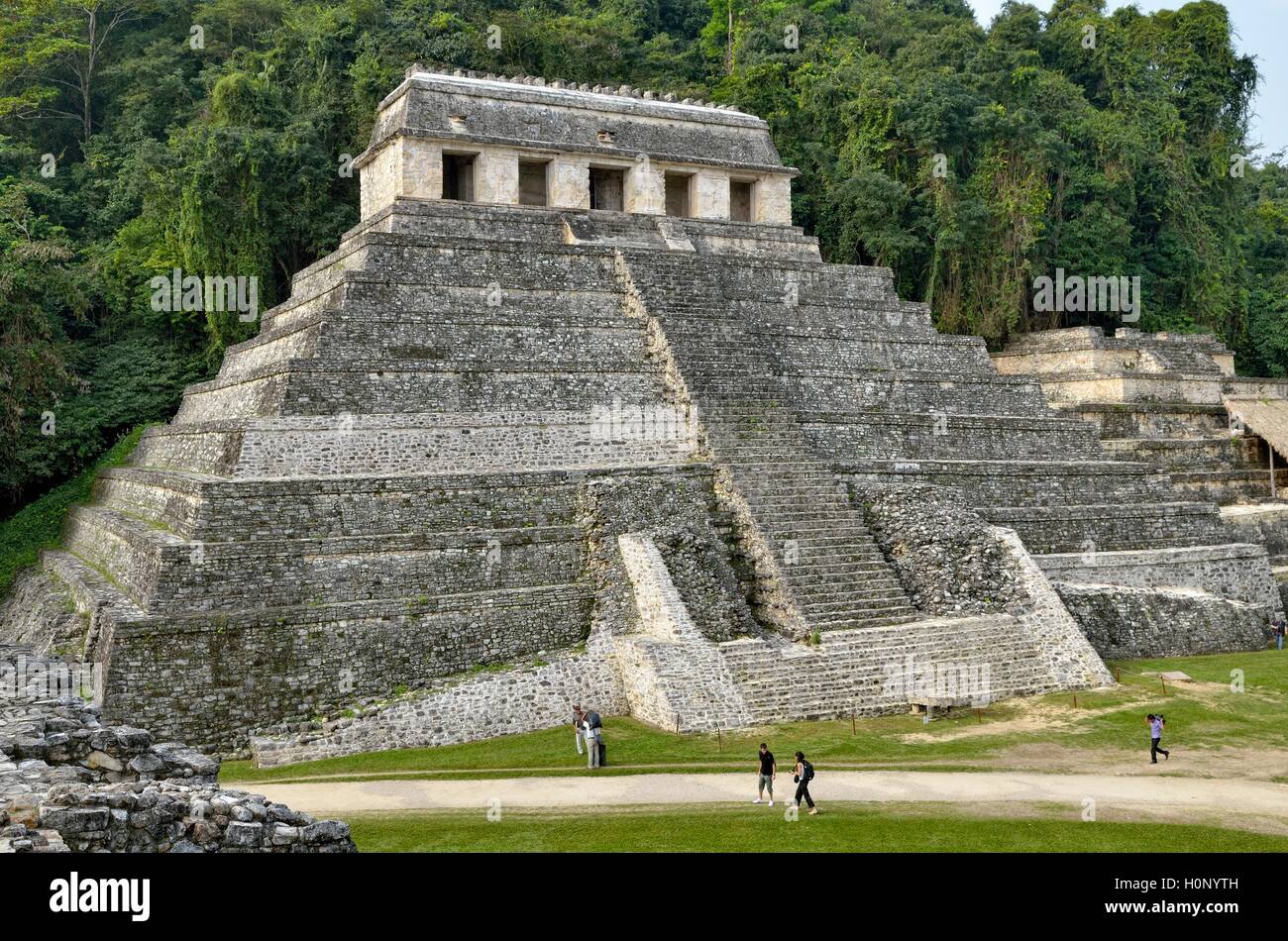 Tempel der Inschriften, Temlo de las Inscripciones, Maya Ruinen von Palenque, Chiapas, Mexiko Stockfoto