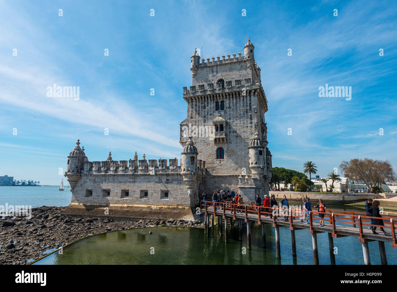 Torre de Belém, Belém Tower oder Turm von St. Vincent, Belem, Lissabon, Portugal Stockfoto
