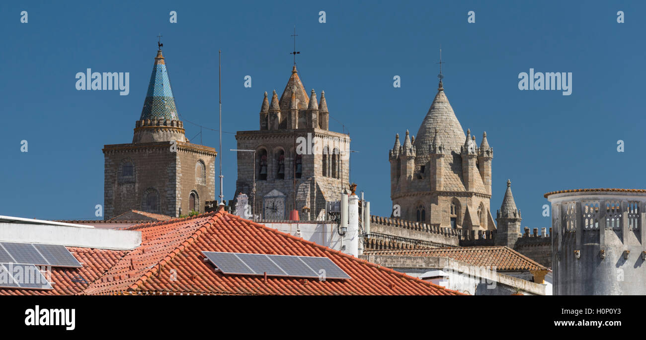 Blick auf Kathedrale Evora Alentejo Portugal Stockfoto