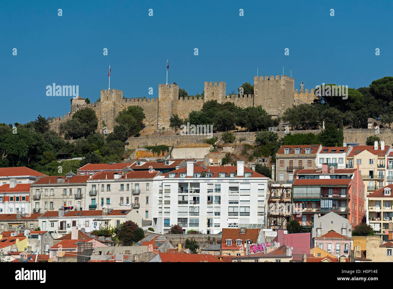 Blick auf die Stadt, Burg Lissabon Portugal Stockfoto