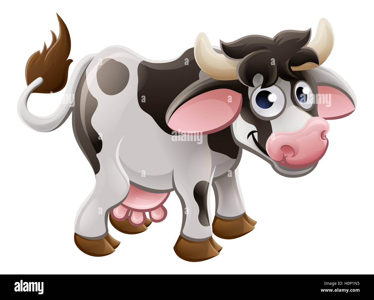 Eine niedliche Kuh Bauernhof Tier Comicfigur Stockfoto