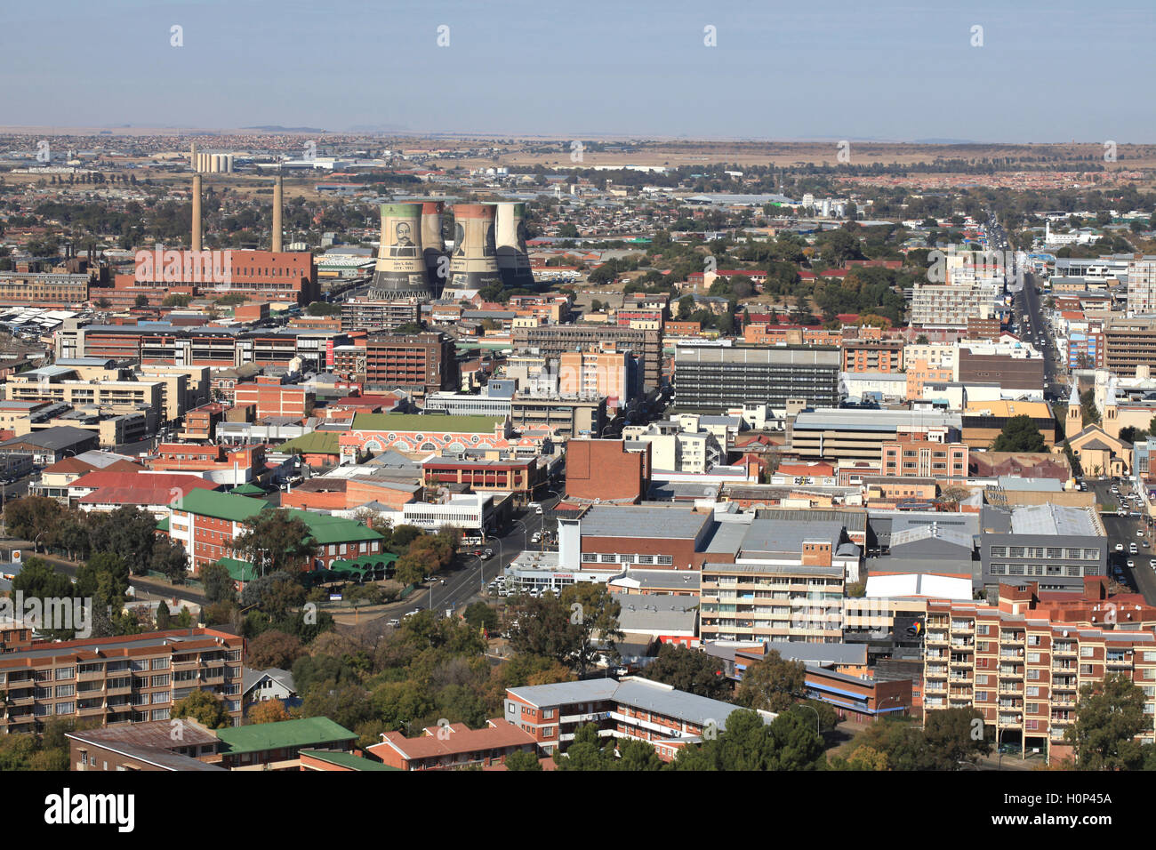 Bloemfontein CBD von einer erhöhten Position aus gesehen Stockfoto