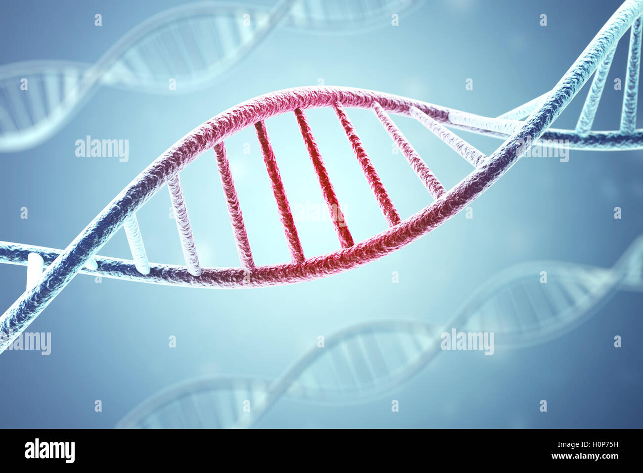 Konzept der infizierten, geduldige DNA-Struktur auf das blaue background.3d rendering Stockfoto