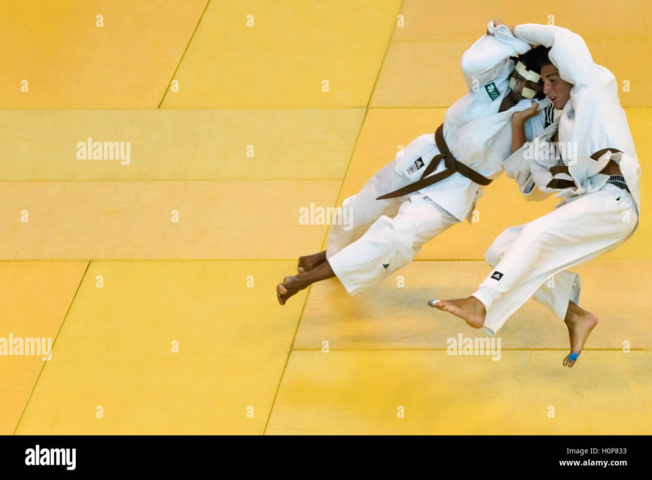 Zwei Männer üben Judo Stockfoto