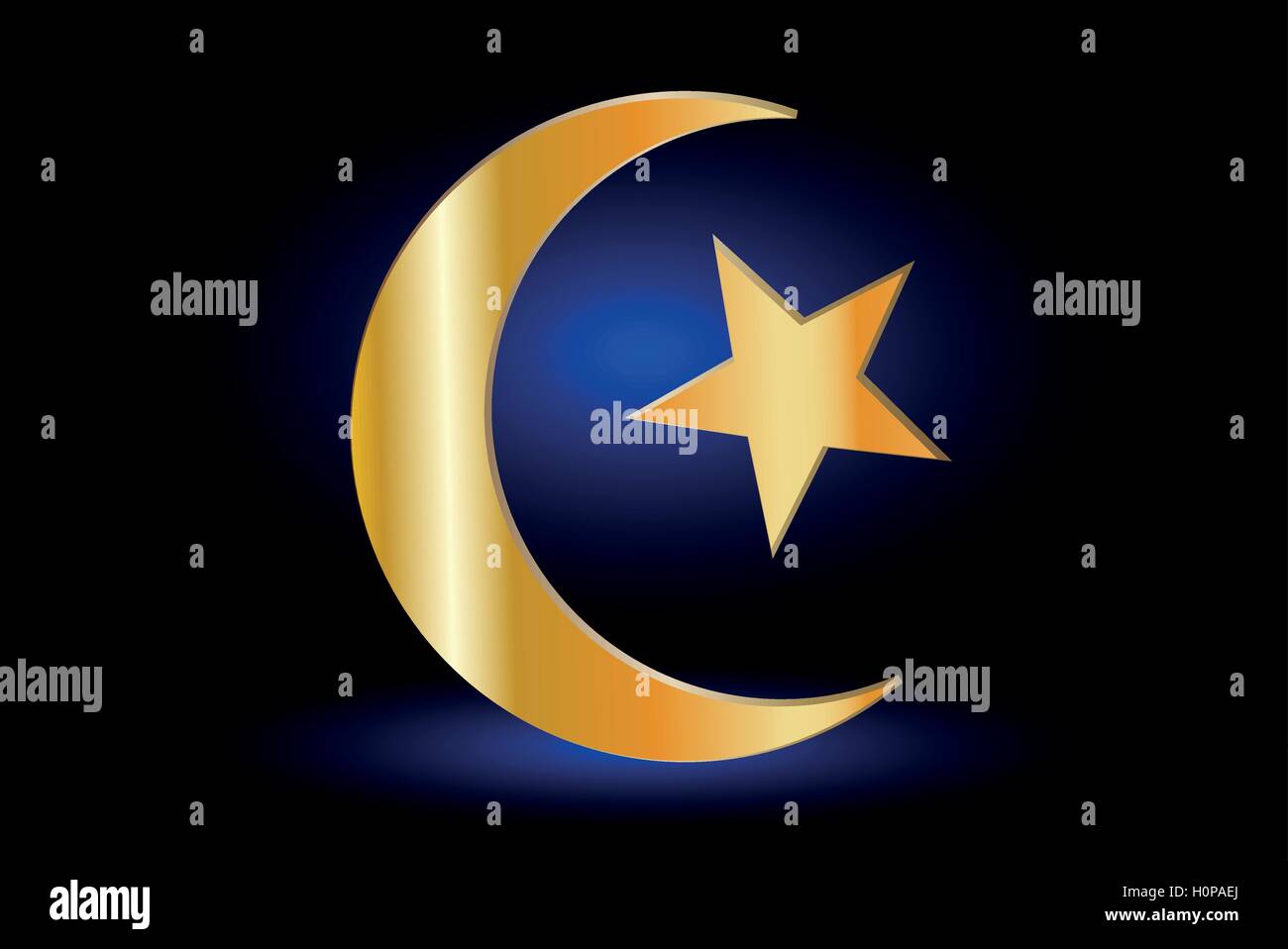 Muslimische Symbol Symbol Des Islam Halbmond Und Stern Symbol Des Islam Auf Blauem Grund Stock Vektorgrafik Alamy
