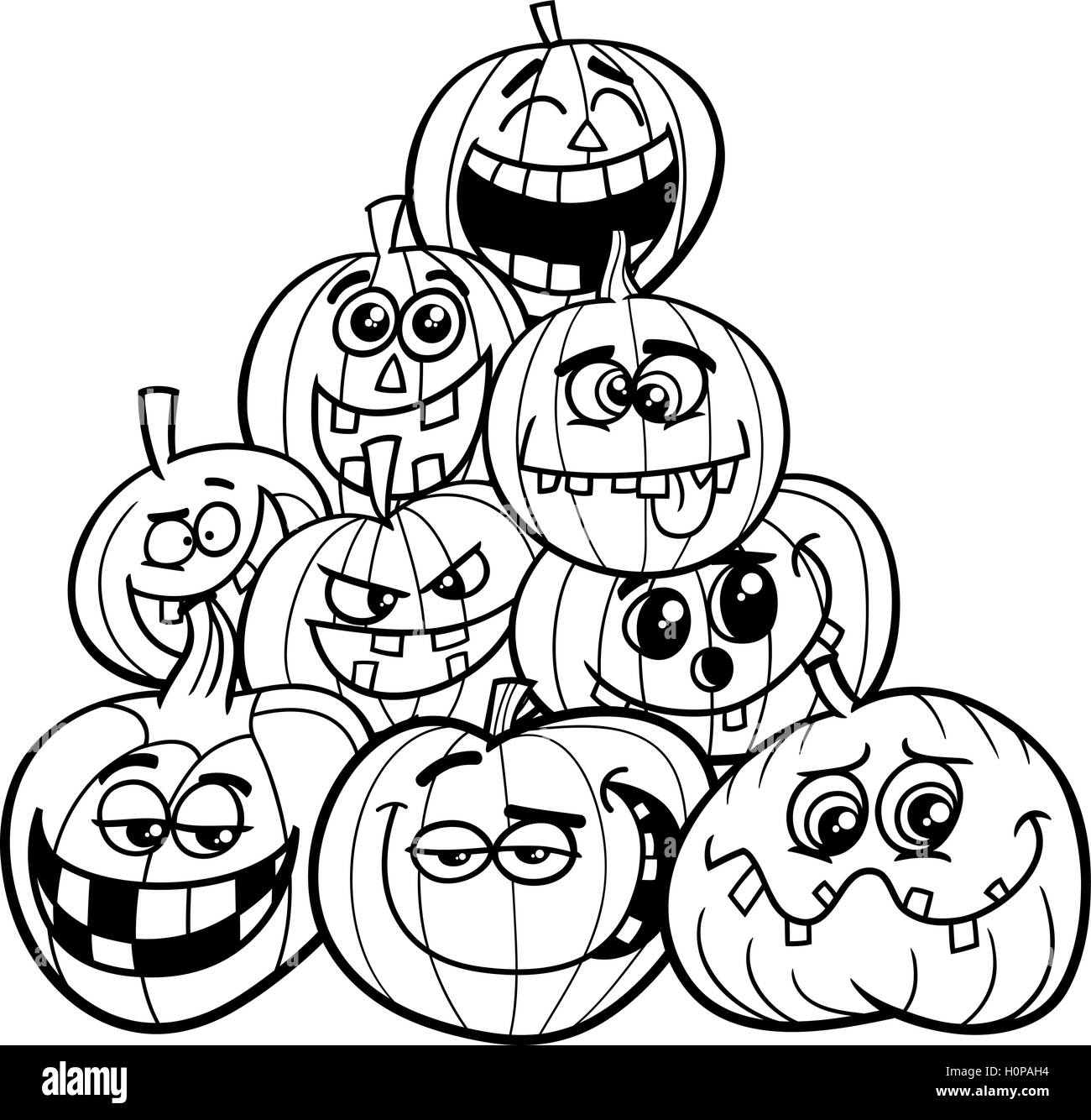 Malvorlagen Halloween-Kürbisse Stock-Vektorgrafik - Alamy
