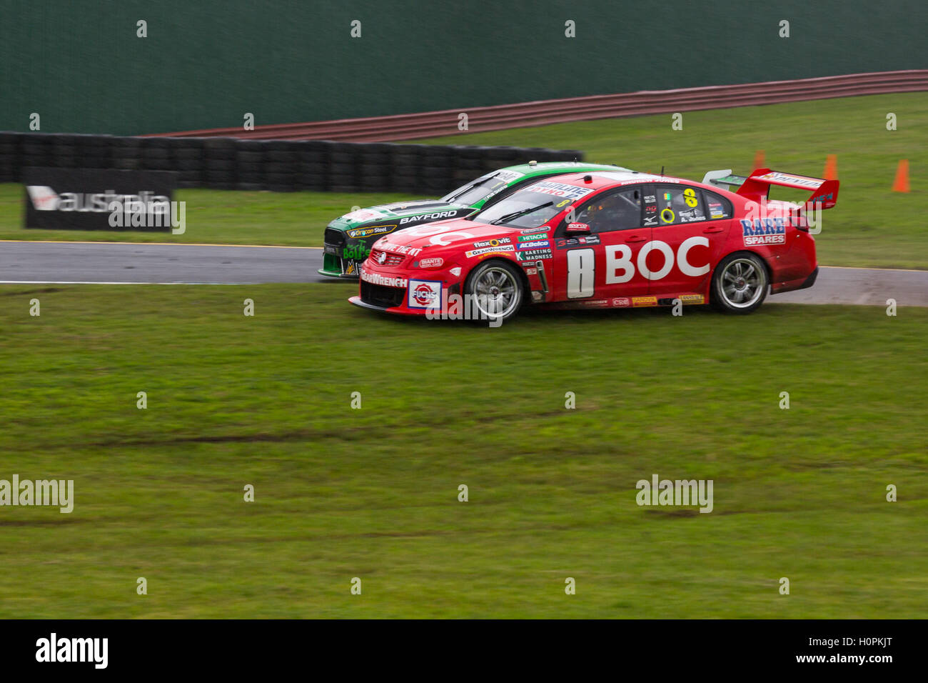 MELBOURNE/Australien - 17. September 2016: Supersportwagen Carrera 20 - Sandown 500 "Retro" Langstreckenrennen in Sandown Raceway. Stockfoto