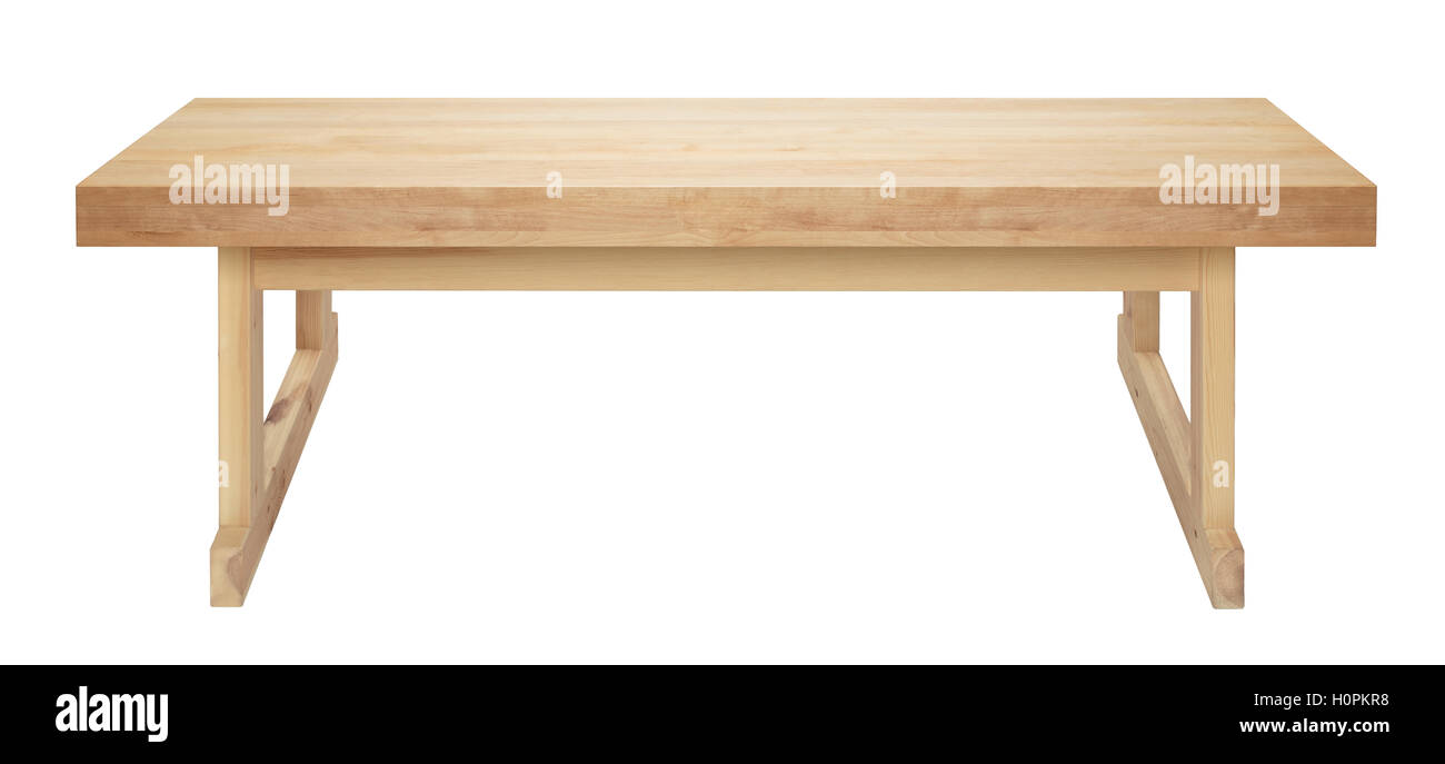 Holzbank isoliert auf weißem Hintergrund Stockfoto
