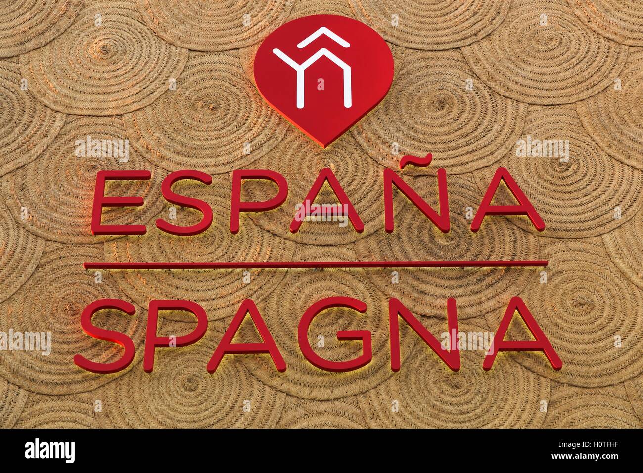 Spanien-Zeichen an der Wand Stockfoto