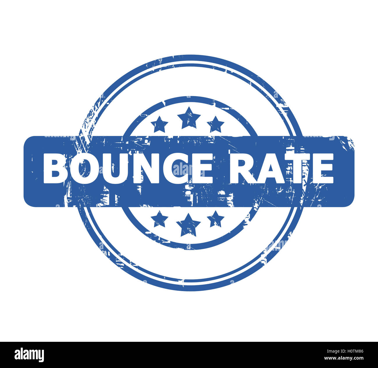 Bounce Rate Stempel mit Sternen isoliert auf einem weißen Hintergrund. Stockfoto