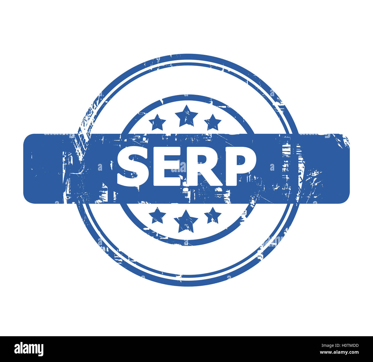 SERP Stempel mit Sternen isoliert auf einem weißen Hintergrund. Stockfoto