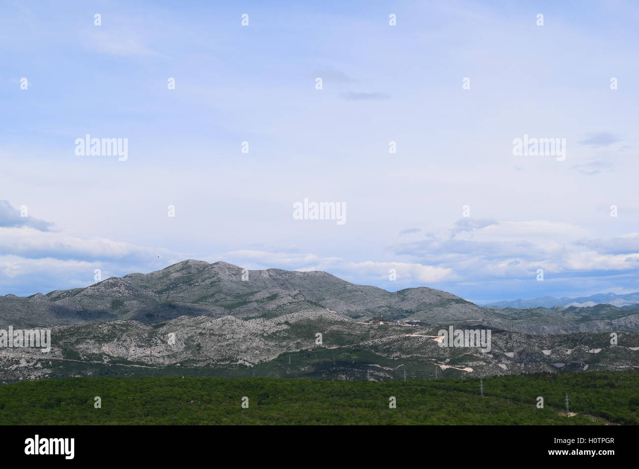 Blick auf die Berge vom Berg Srd, Dubrovnik, Kroatien Stockfoto