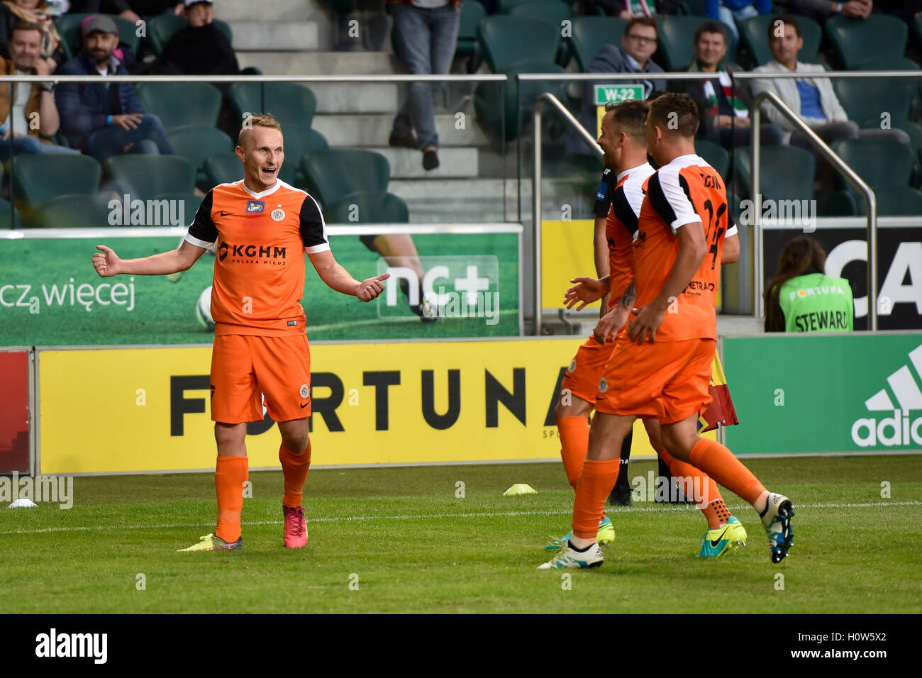 Warschau, Polen - 18. September 2016: Match polnische PremIer League Lotto Ekstraklasa zwischen Legia Warszawa - KGHM Zaglebie Lubin Stockfoto