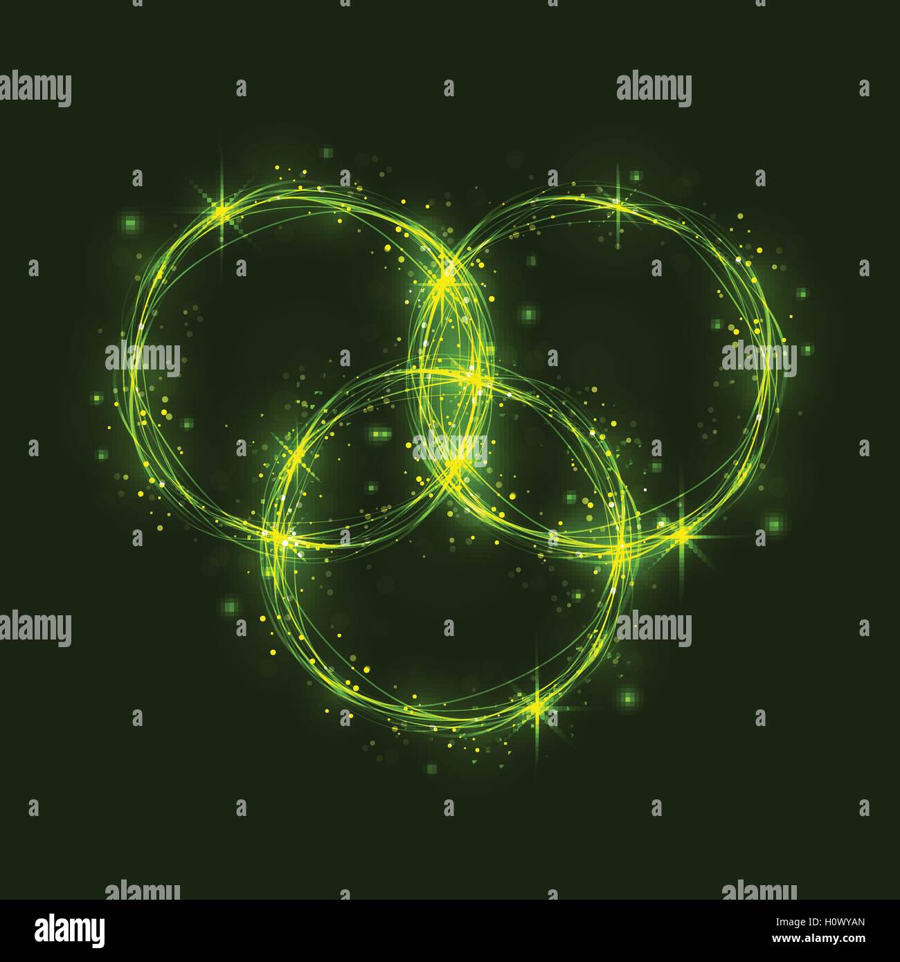 Zusammenfassung des brennenden Kreise und Wirbel Trail Glitzereffekt auf Hintergrund. Abstrakt Kreis Lichteffekt. Magisch leuchtende Lichter Ring. Stock Vektor