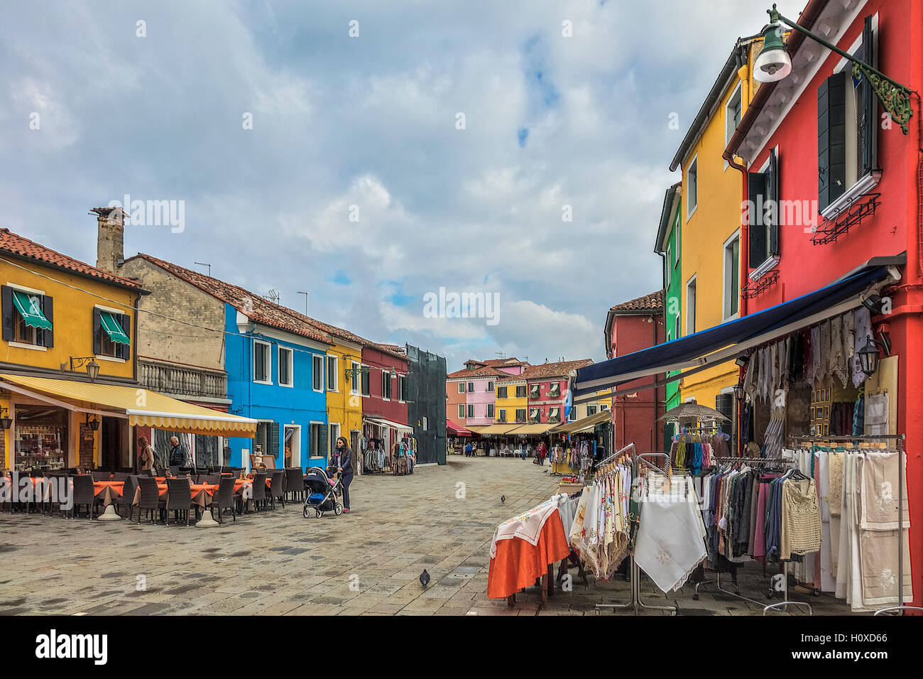 Bunte Häuser auf der Insel Burano Venedig Italien Stockfoto