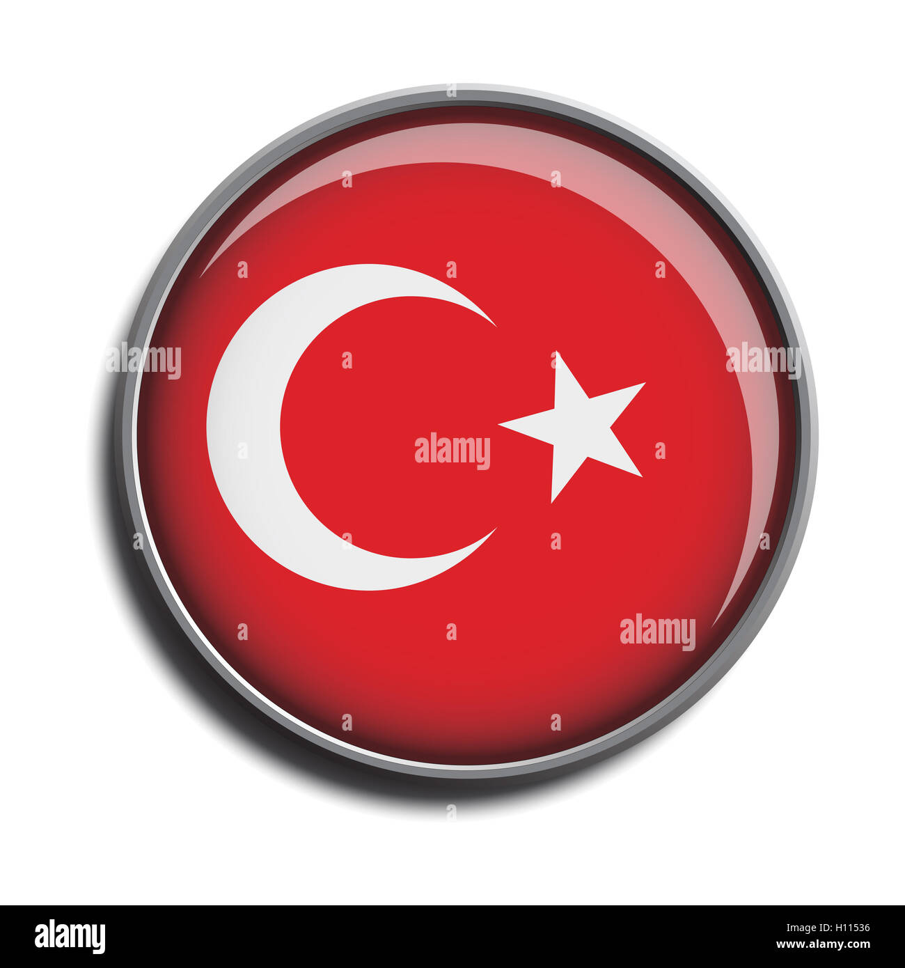 Flagge Symbol Web Button Türkei Stockfoto