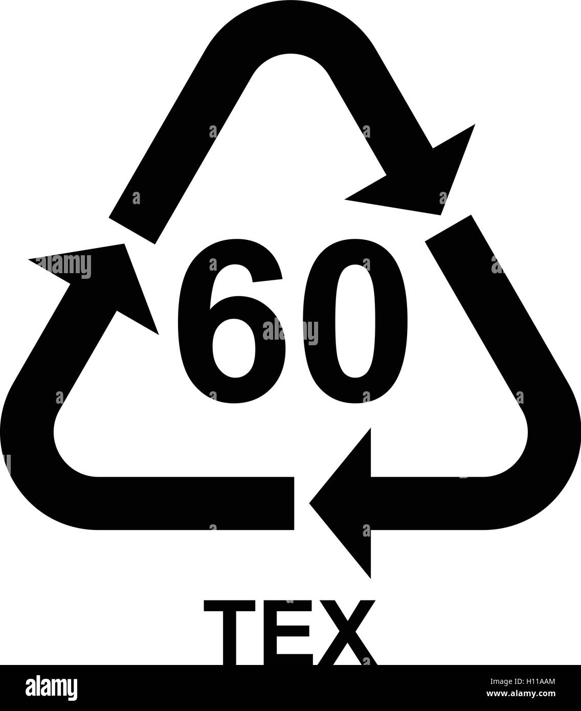 Bio Angelegenheit organisches Material recycling Symbol 60 tex, bio, organisches Material recycling Code 60 tex, Vector Illustration. Stock Vektor