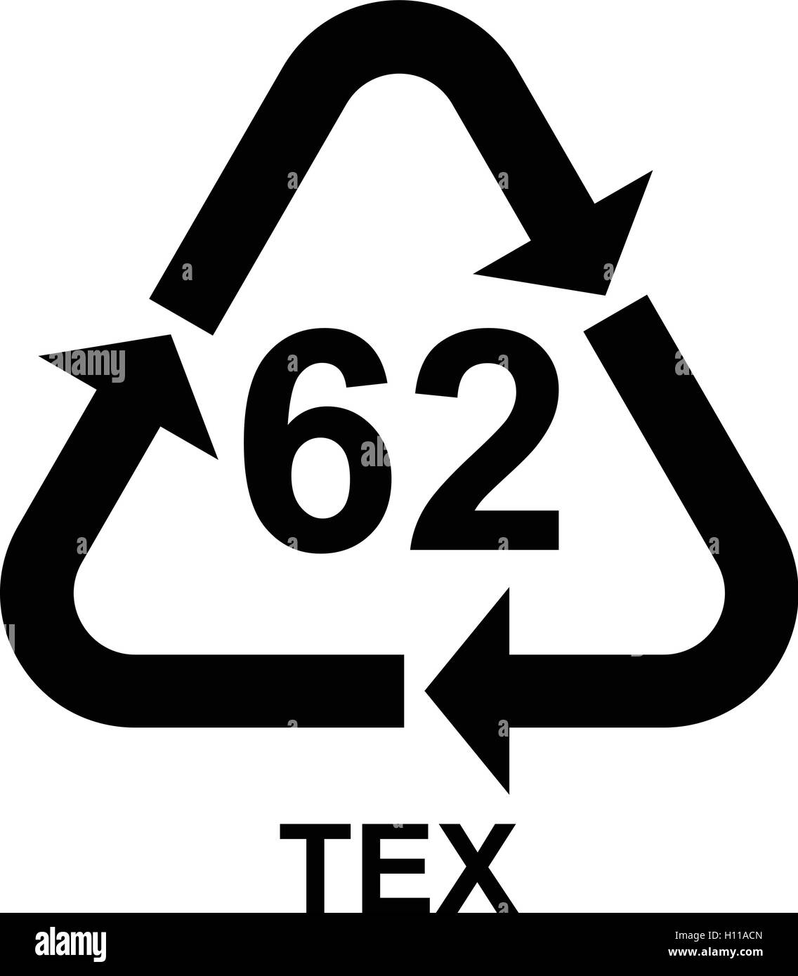 Bio Angelegenheit organisches Material recycling Symbol 62 tex, bio, organisches Material recycling Code 62 tex, Vector Illustration. Stock Vektor