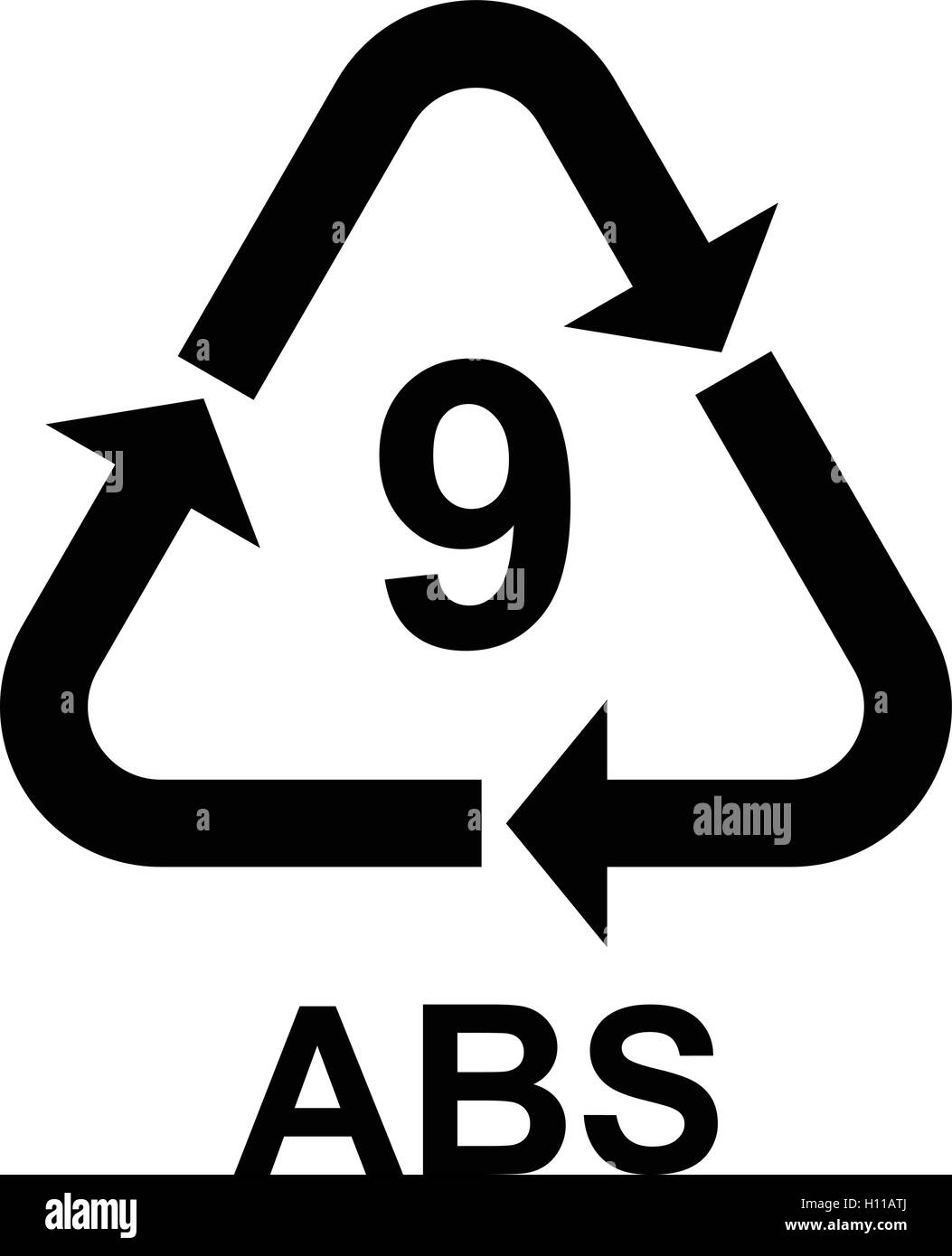 Kunststoff Recycling symbol Abs 9. Kunststoff Recycling code Abs 9, Vector Illustration. Stock Vektor
