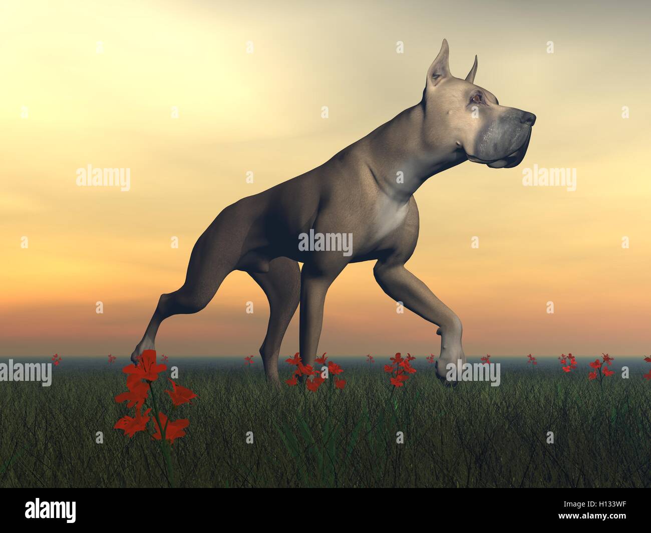 Deutsche Dogge Hund - 3D render Stockfoto