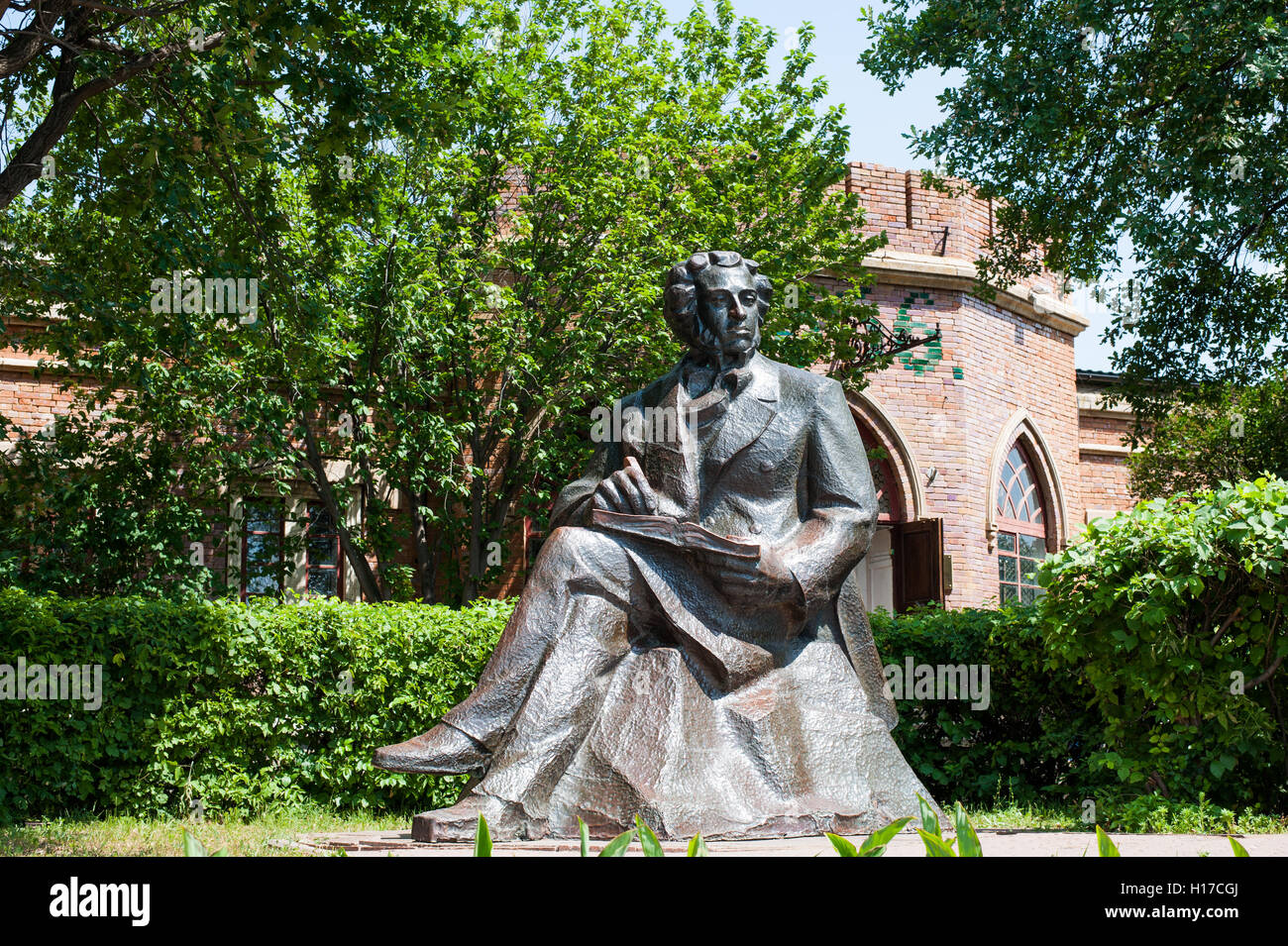 Orenburg, Russland-23. Juni 2016. Denkmal von Alexandr Pushkin in Stadt Orenburg, Russland, Stockfoto